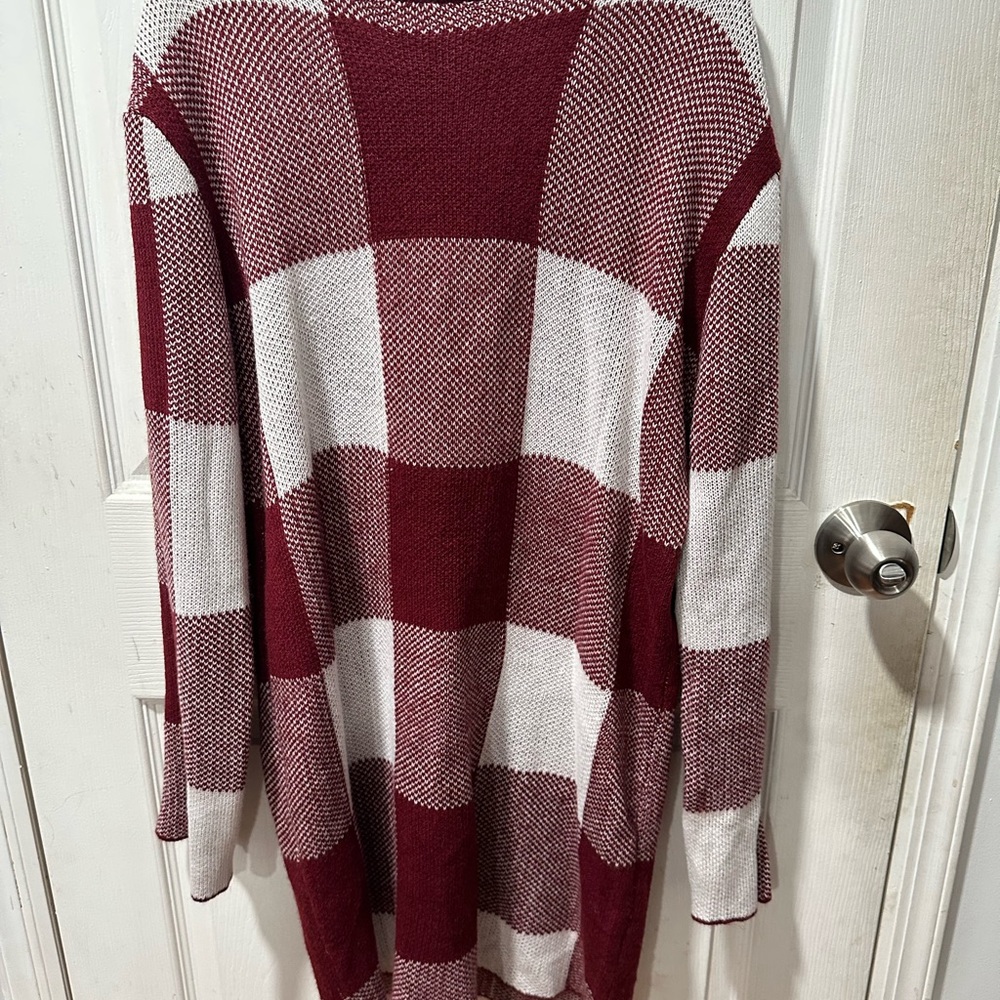 Red and White Long Sleeve Dress with Classic Design